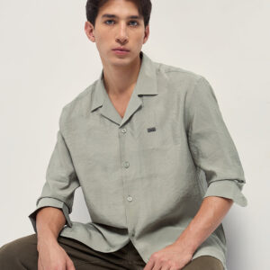 light green lenzing modal solid oversize fit casual shirt