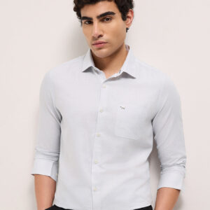 grey woven checked tailored fit formal shirt