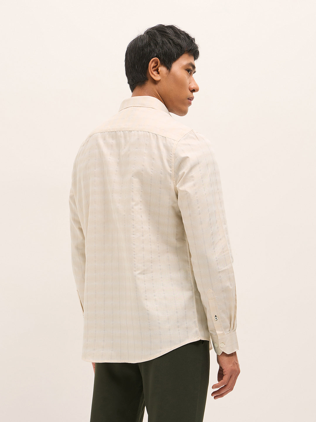 beige woven stripe tailored fit formal shirt beige woven stripe tailored fit formal shirt