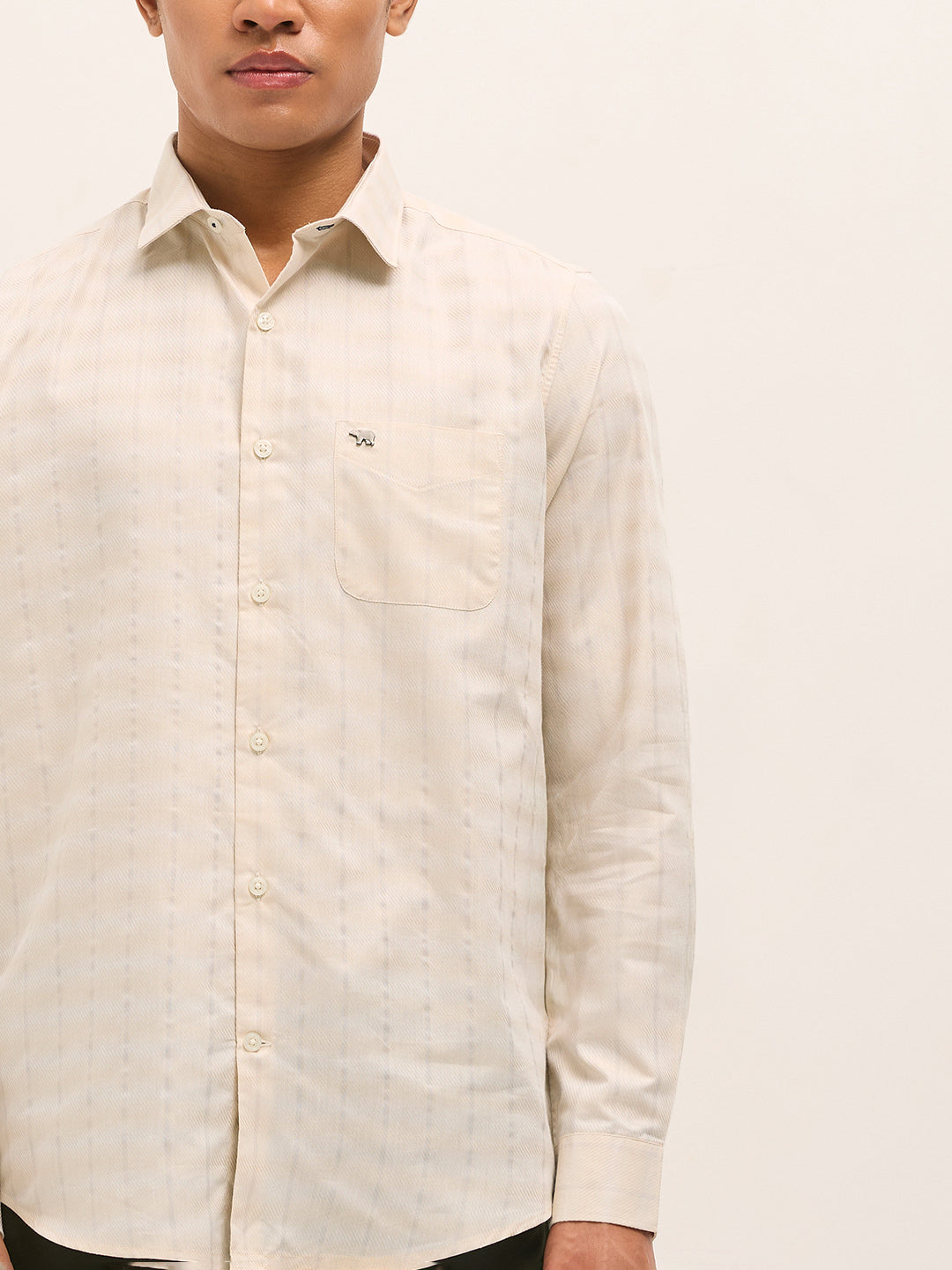 beige woven stripe tailored fit formal shirt beige woven stripe tailored fit formal shirt