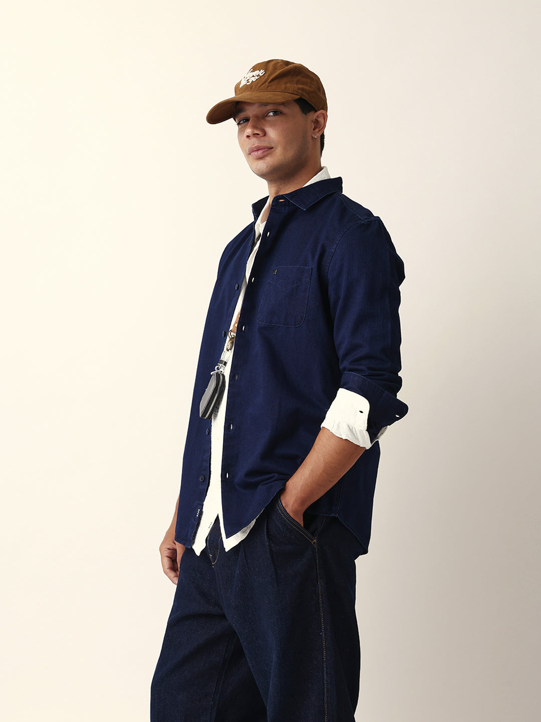 dark blue denim slim fit casual shirt dark blue denim slim fit casual shirt