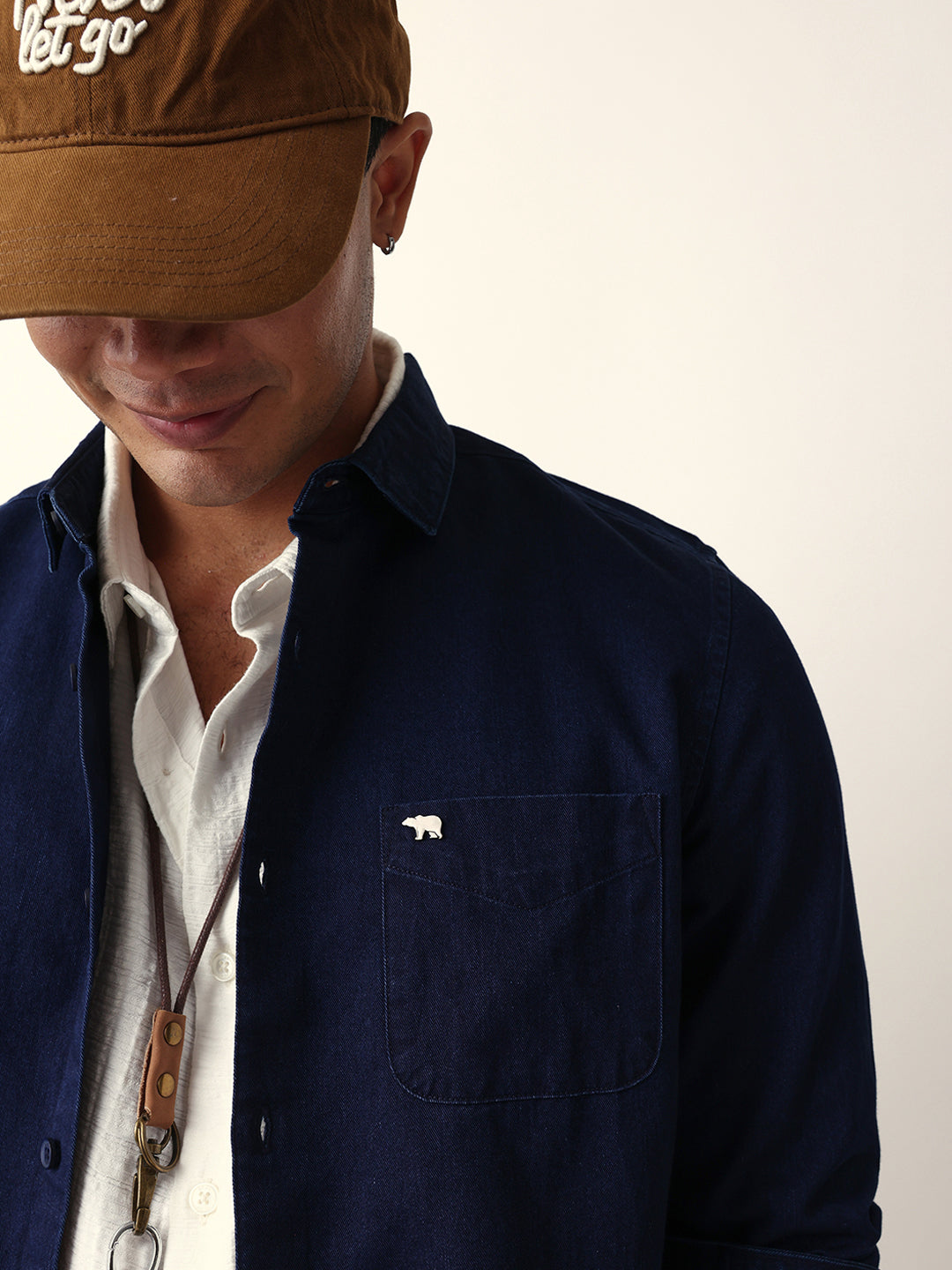 dark blue denim slim fit casual shirt dark blue denim slim fit casual shirt