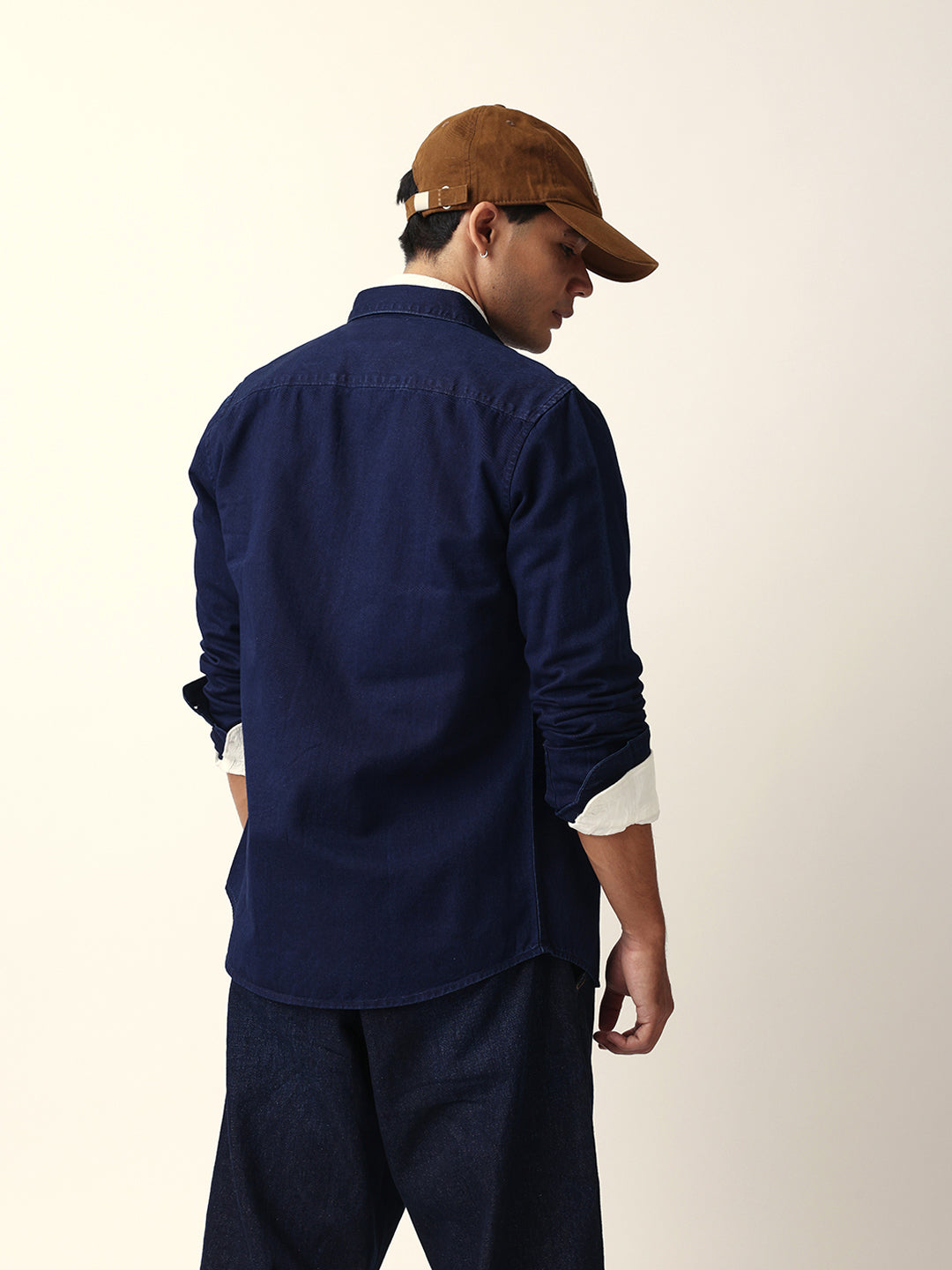 dark blue denim slim fit casual shirt dark blue denim slim fit casual shirt