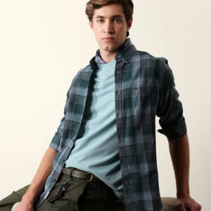 multicolor woven check slim fit casual shirt