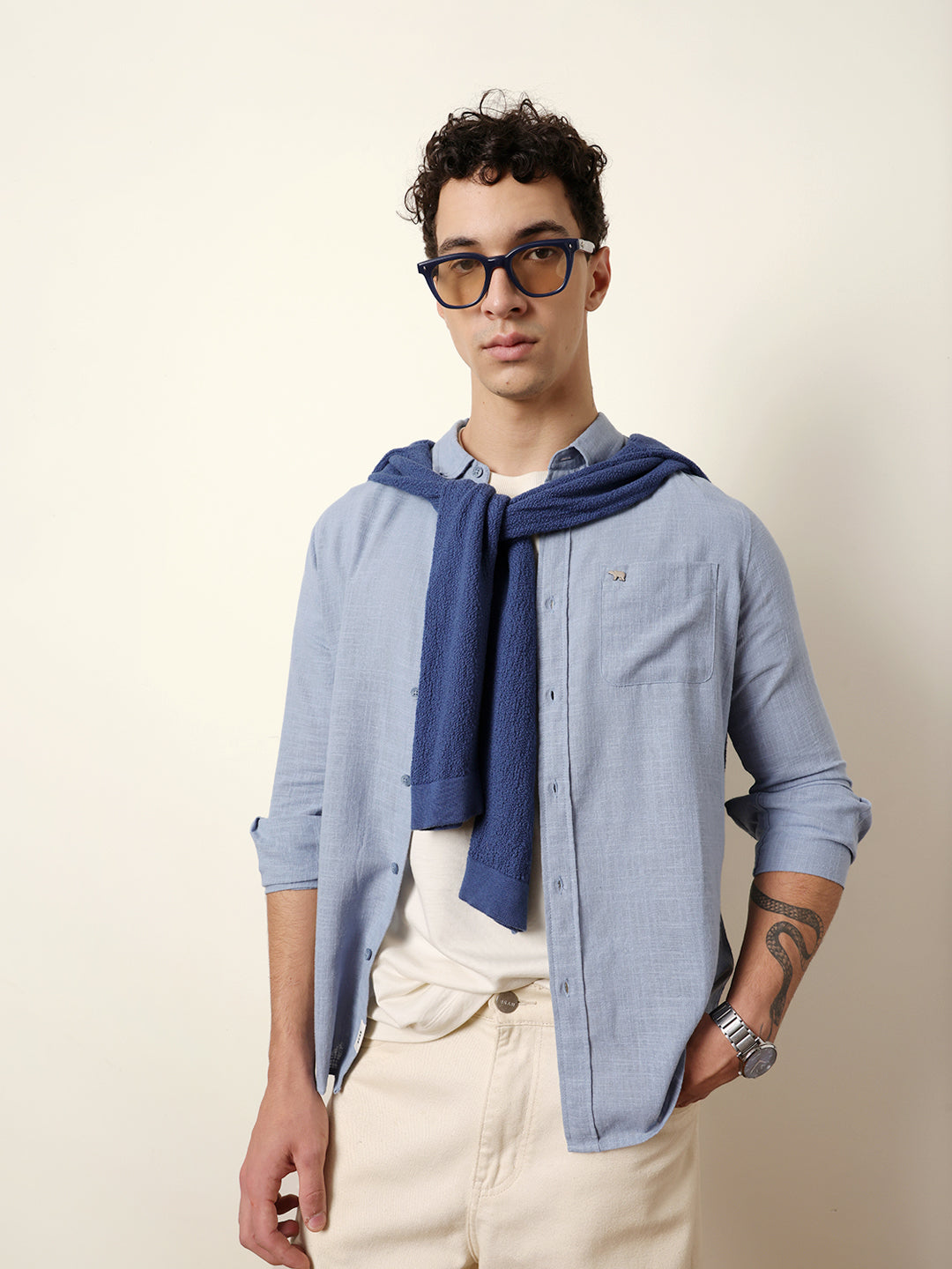 blue slub textured woven slim fit casual shirt blue slub textured woven slim fit casual shirt