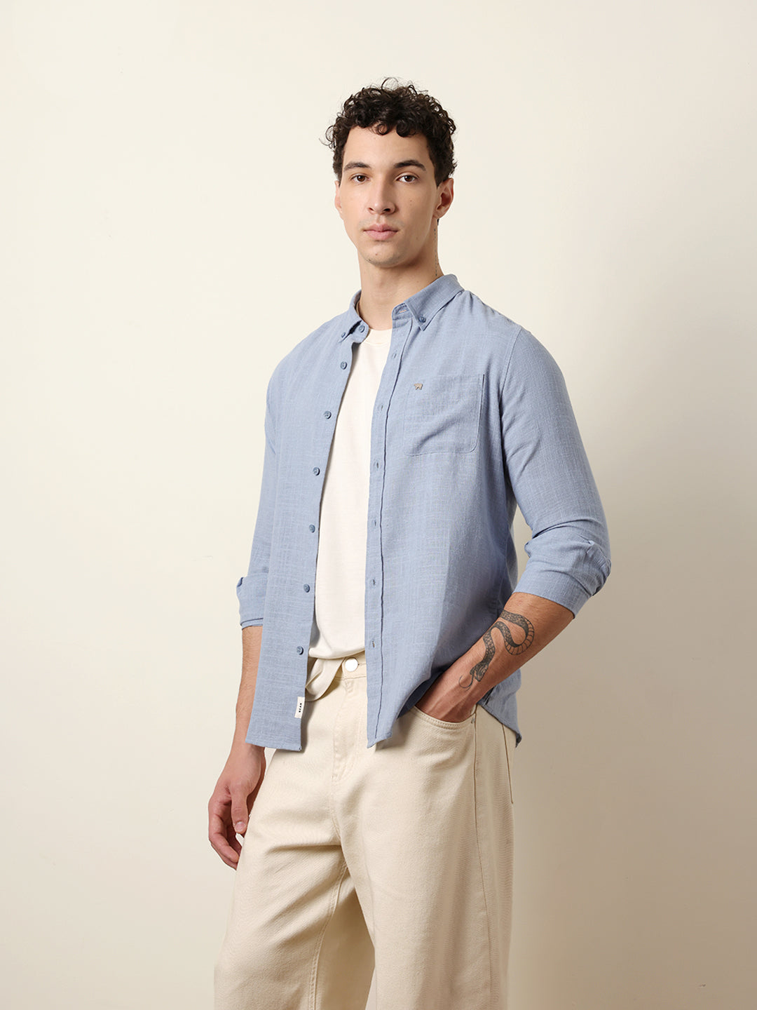 blue slub textured woven slim fit casual shirt blue slub textured woven slim fit casual shirt