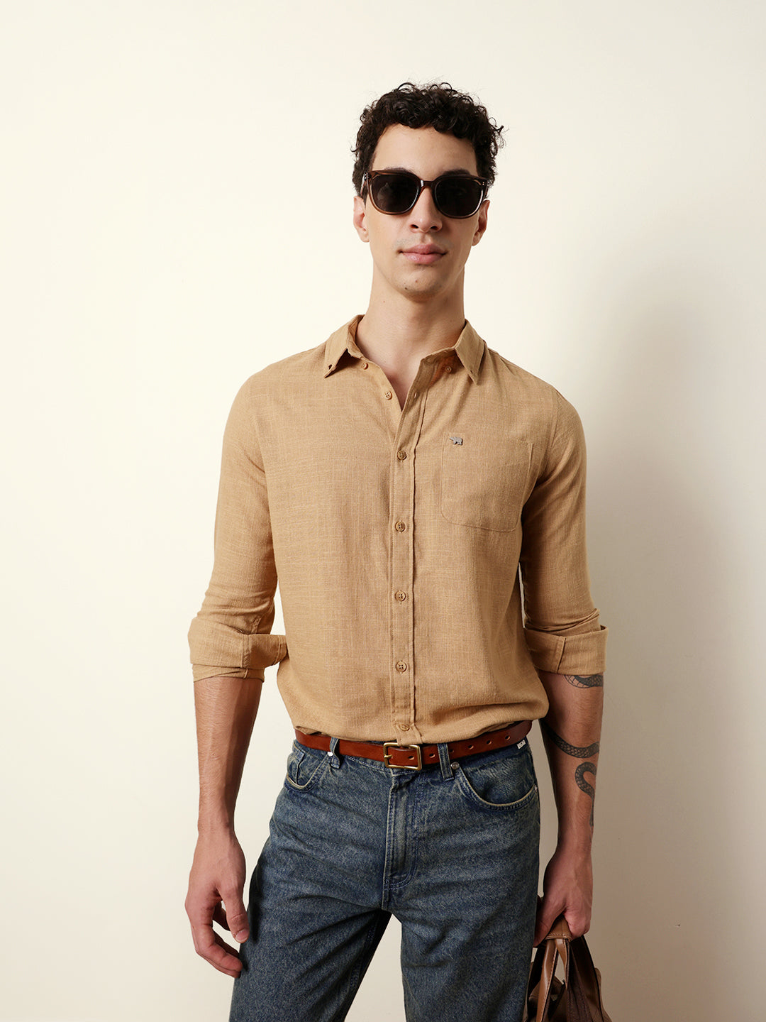 mustard slub textured woven slim fit casual shirt mustard slub textured woven slim fit casual shirt