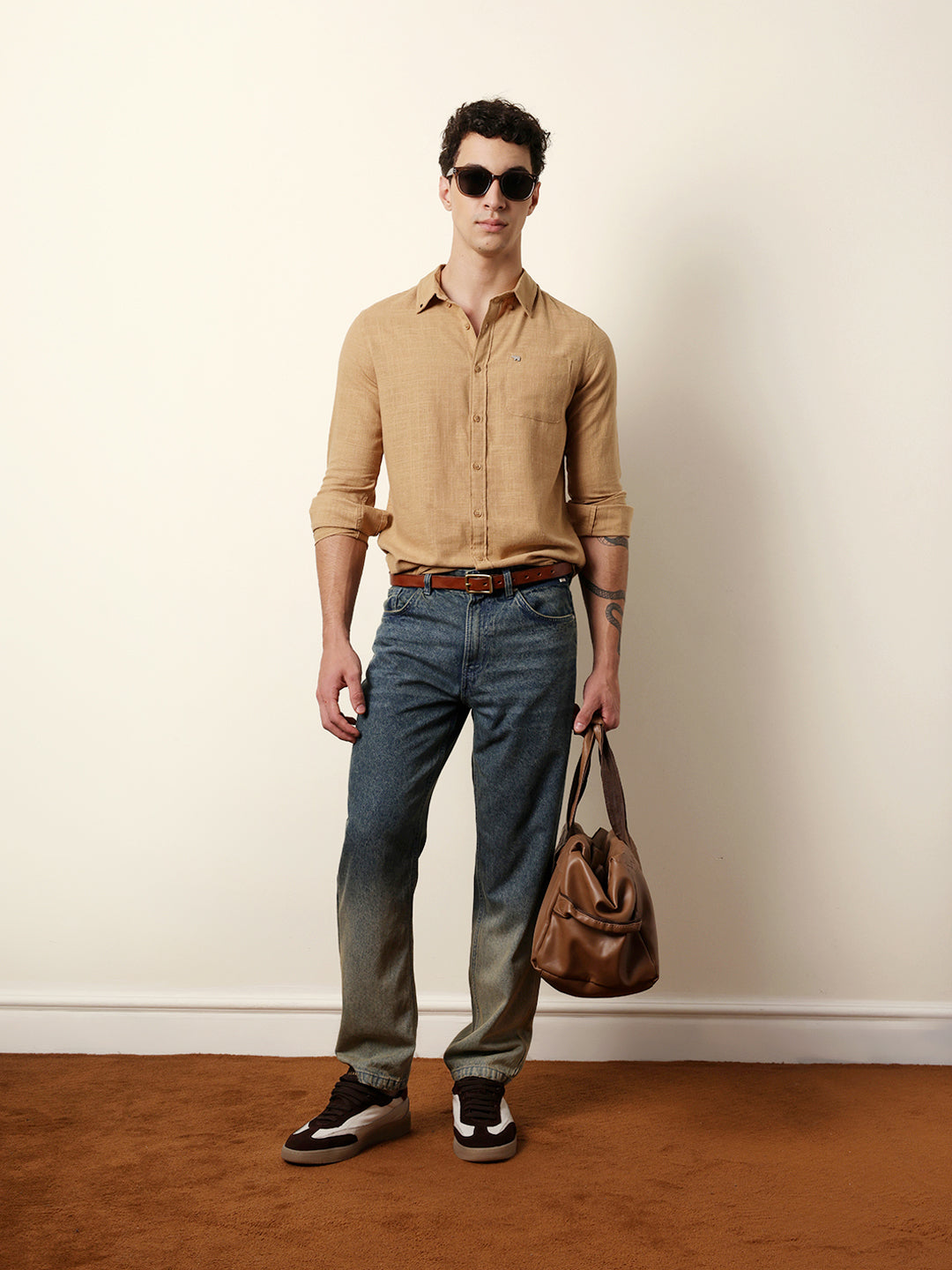 mustard slub textured woven slim fit casual shirt mustard slub textured woven slim fit casual shirt