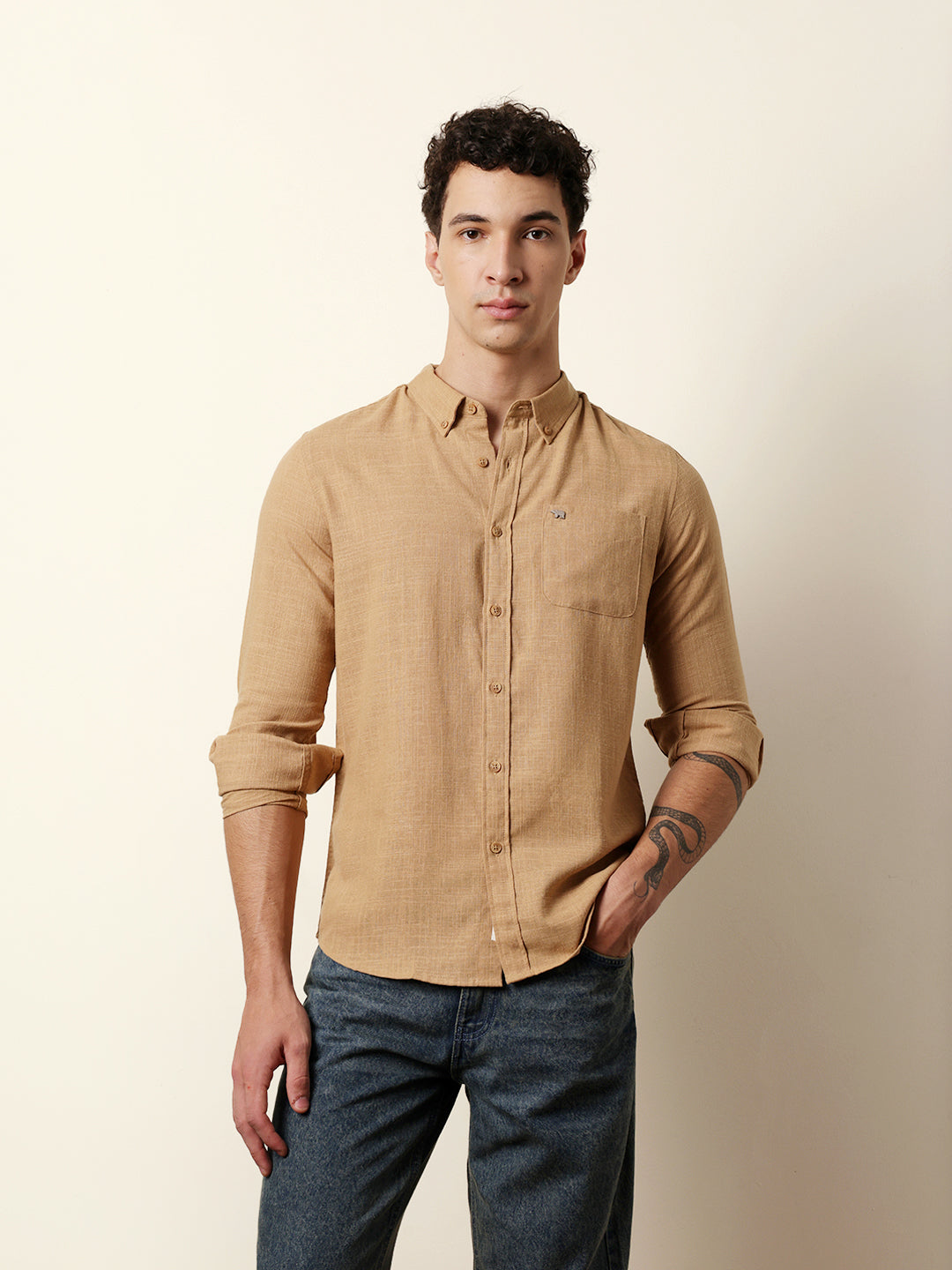 mustard slub textured woven slim fit casual shirt mustard slub textured woven slim fit casual shirt