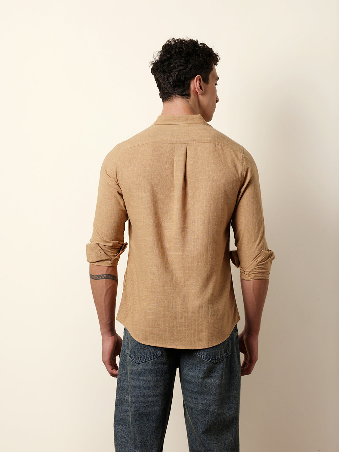 mustard slub textured woven slim fit casual shirt mustard slub textured woven slim fit casual shirt
