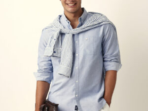blue slim fit casual solid shirt