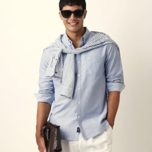 blue slim fit casual solid shirt