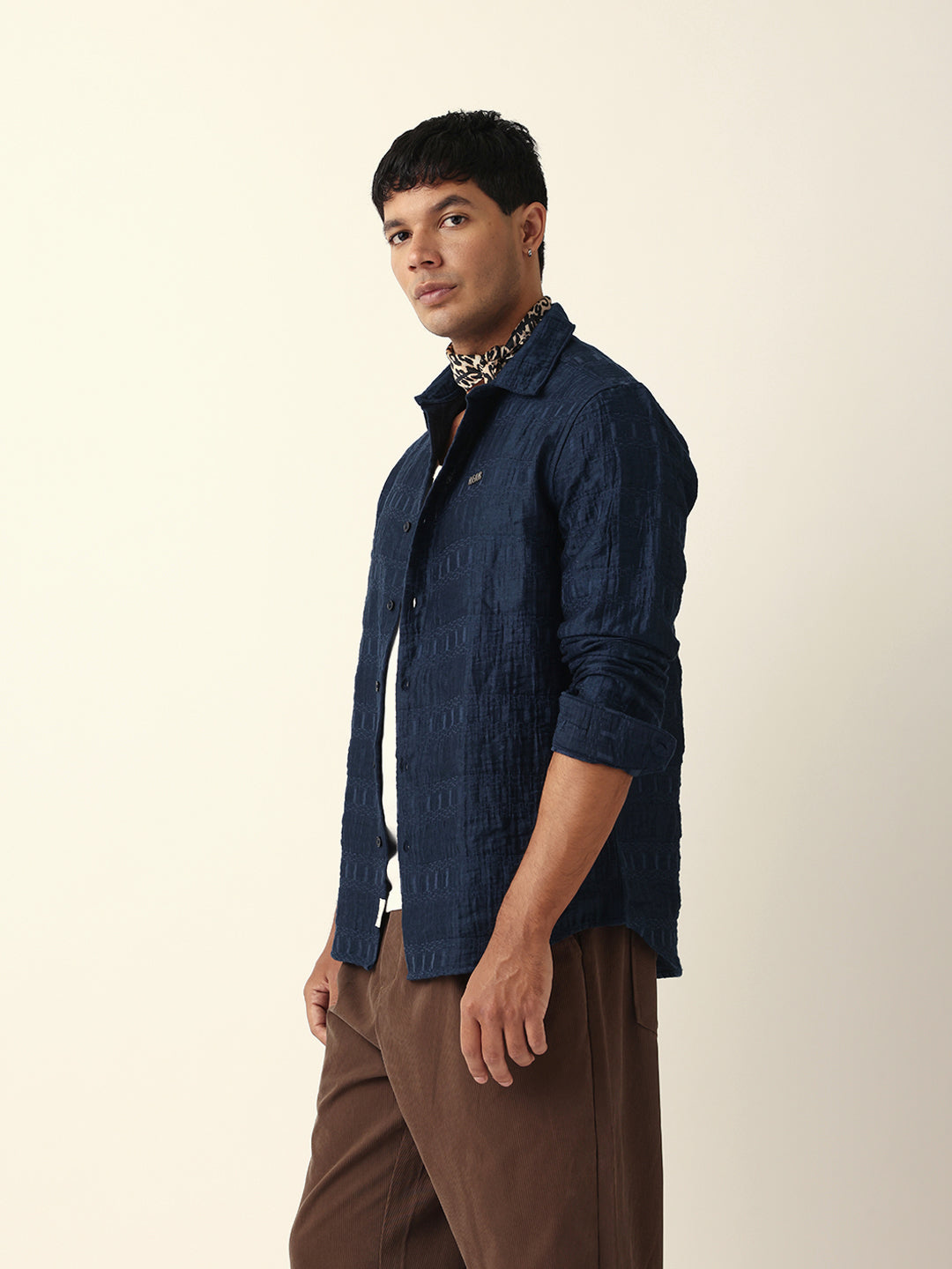 blue textured woven self design slim fit casual shirt blue textured woven self design slim fit casual shirt