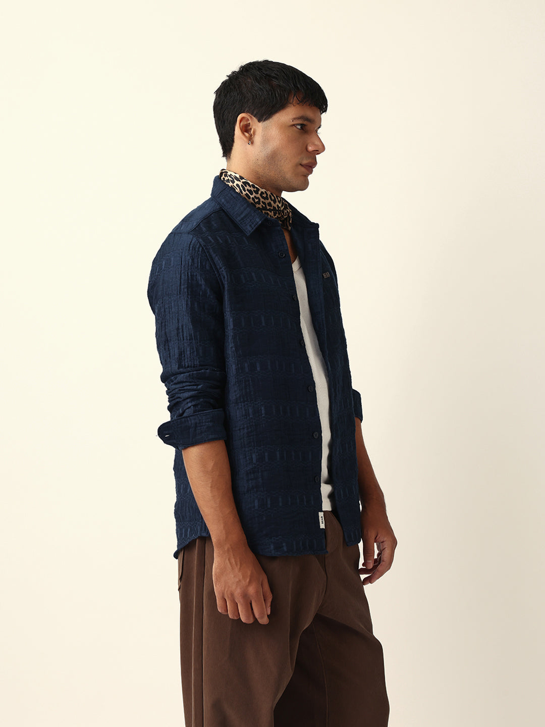 blue textured woven self design slim fit casual shirt blue textured woven self design slim fit casual shirt