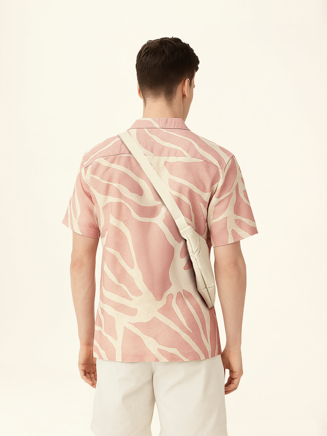 pink with cream relaxed fit abstract stroke print half sleeve casual shirt pink with cream relaxed fit abstract stroke print half sleeve casual shirt