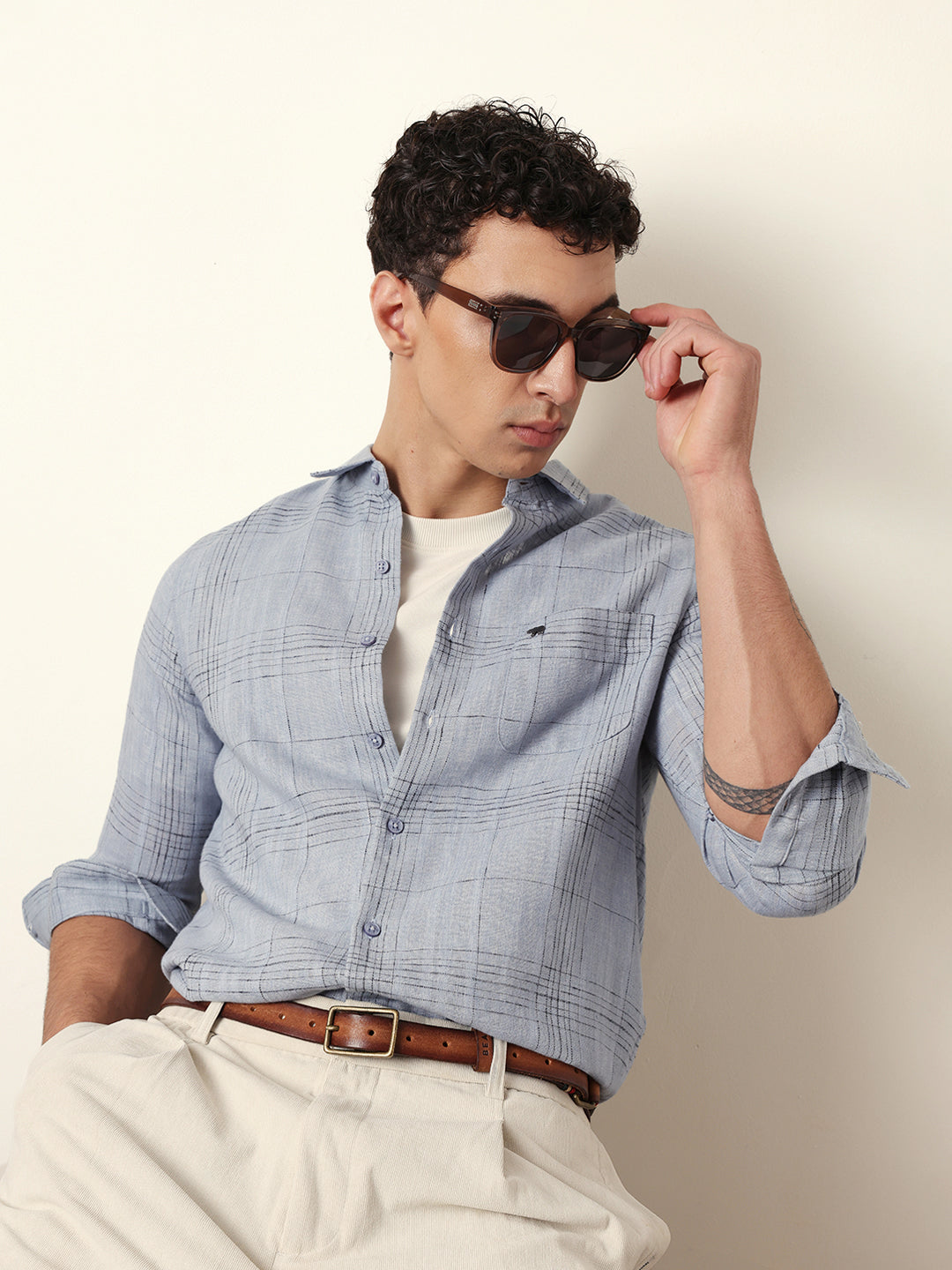 blue woven checked slim fit casual shirt blue woven checked slim fit casual shirt