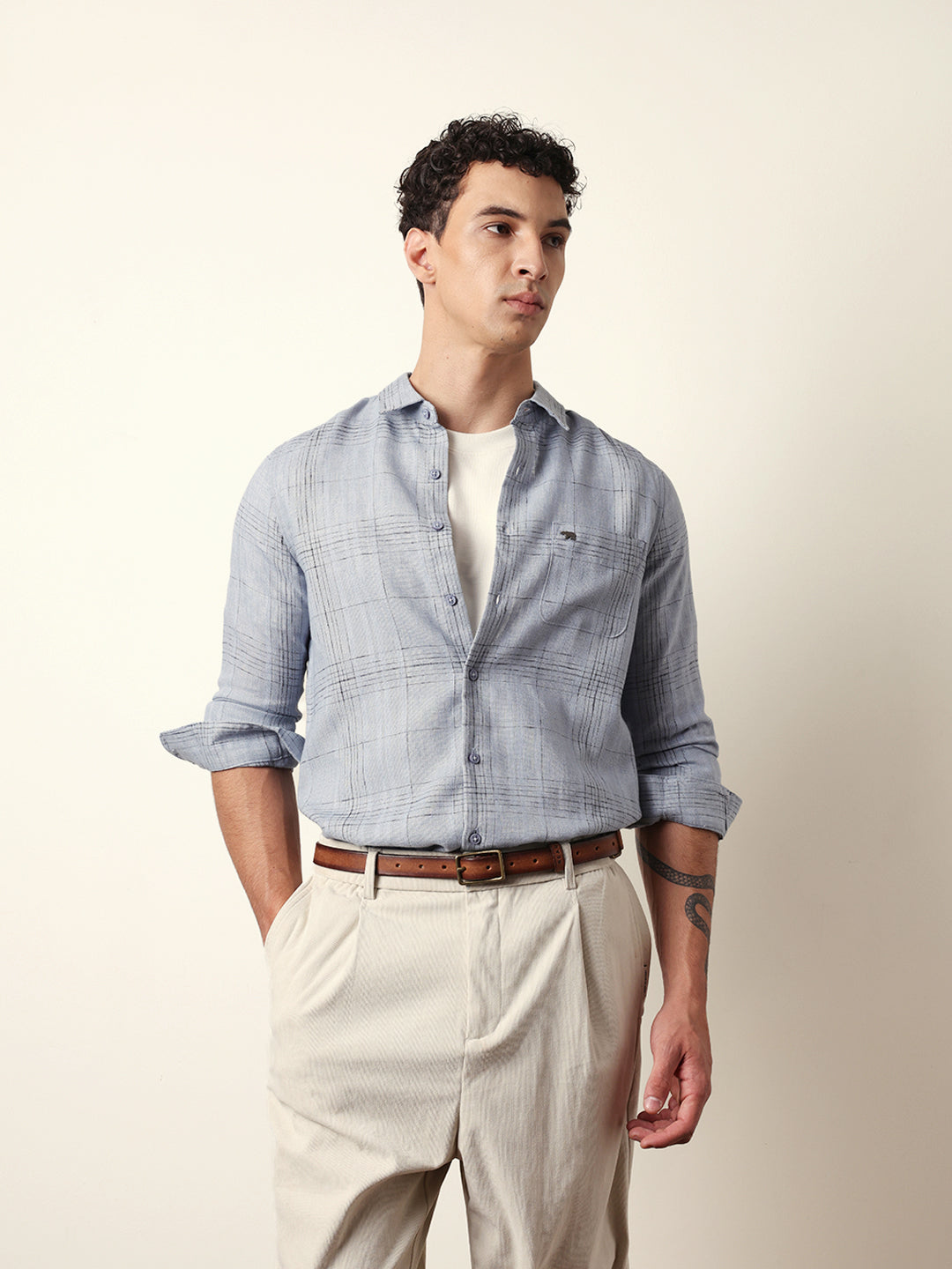 blue woven checked slim fit casual shirt blue woven checked slim fit casual shirt