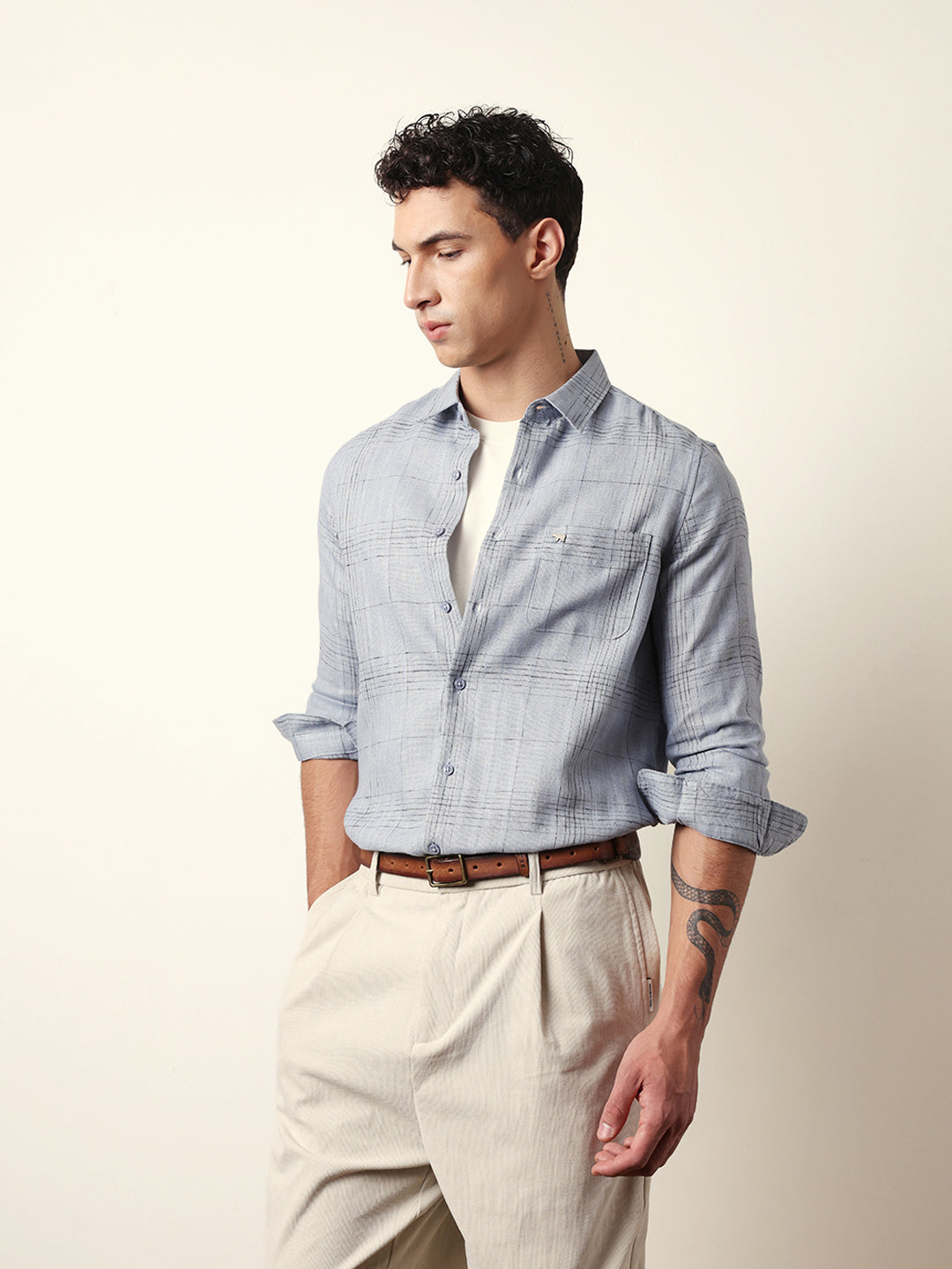 blue woven checked slim fit casual shirt blue woven checked slim fit casual shirt