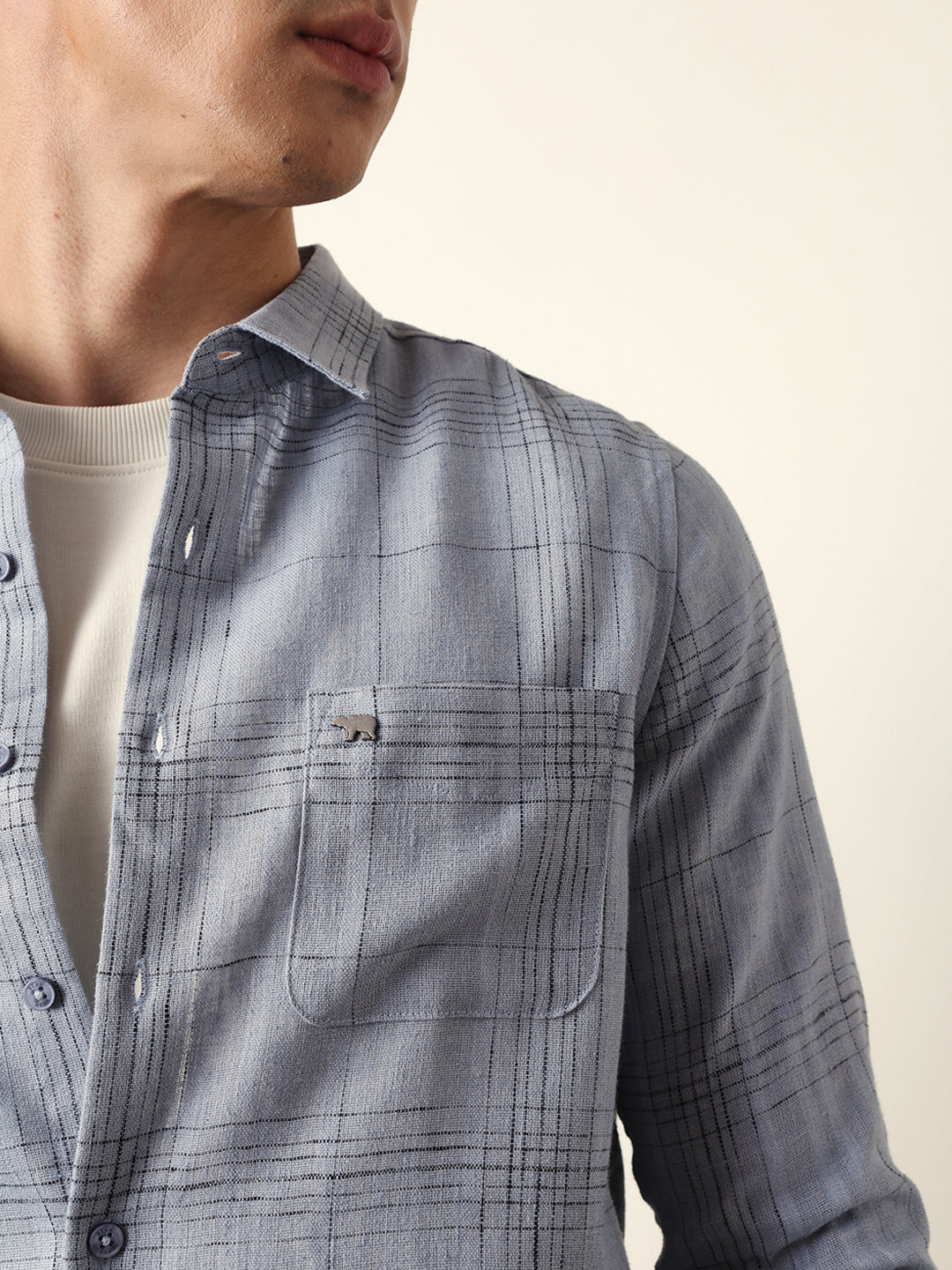 blue woven checked slim fit casual shirt blue woven checked slim fit casual shirt