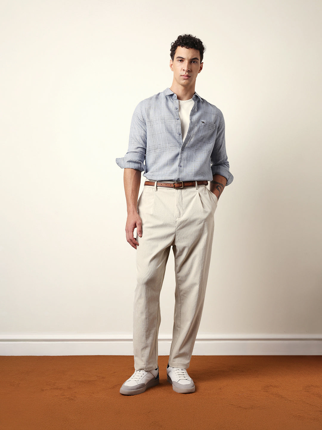 blue woven checked slim fit casual shirt blue woven checked slim fit casual shirt
