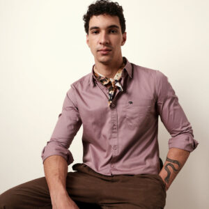 pink solid cotton slim fit casual shirt