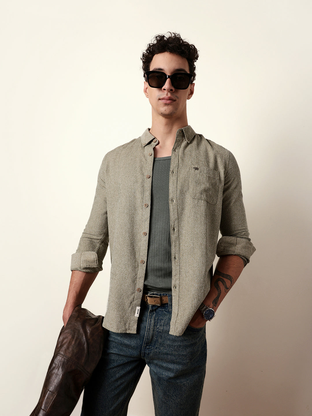 olive textured woven striped slim fit casual shirt olive textured woven striped slim fit casual shirt