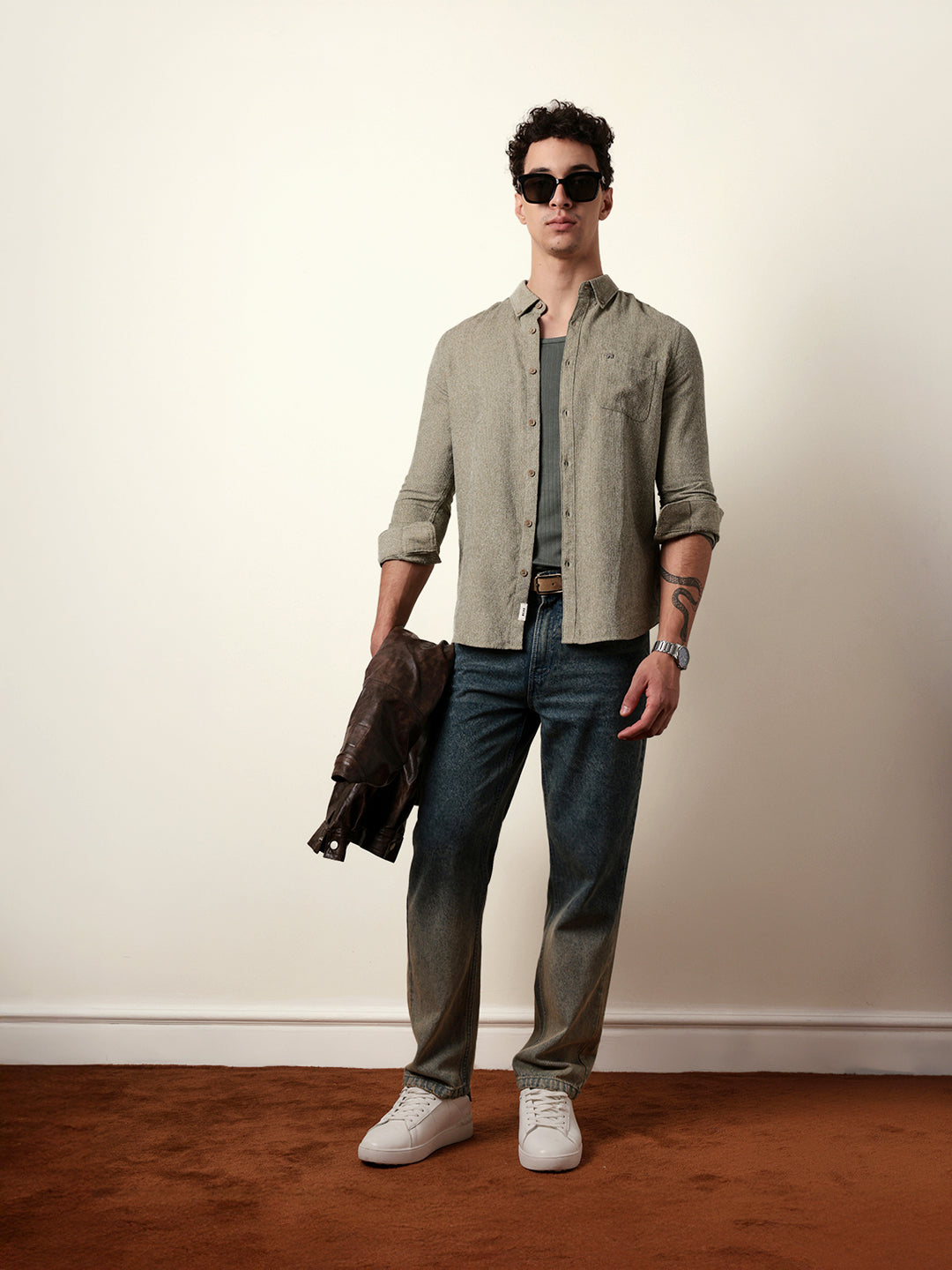 olive textured woven striped slim fit casual shirt olive textured woven striped slim fit casual shirt