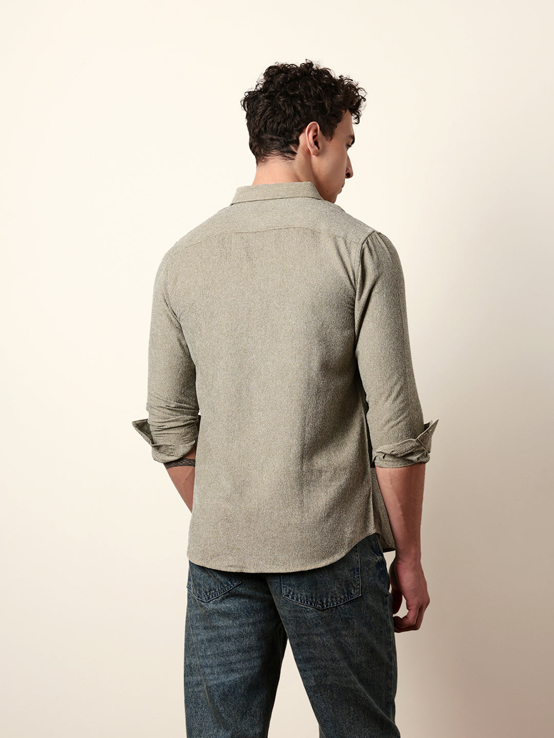 olive textured woven striped slim fit casual shirt olive textured woven striped slim fit casual shirt