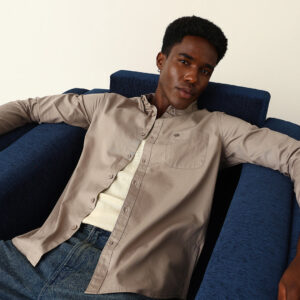 light brown cotton solid slim fit casual shirt
