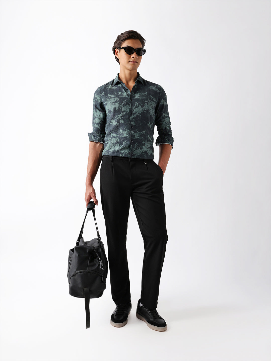 sage green slim fit abstract brush print casual shirt sage green slim fit abstract brush print casual shirt