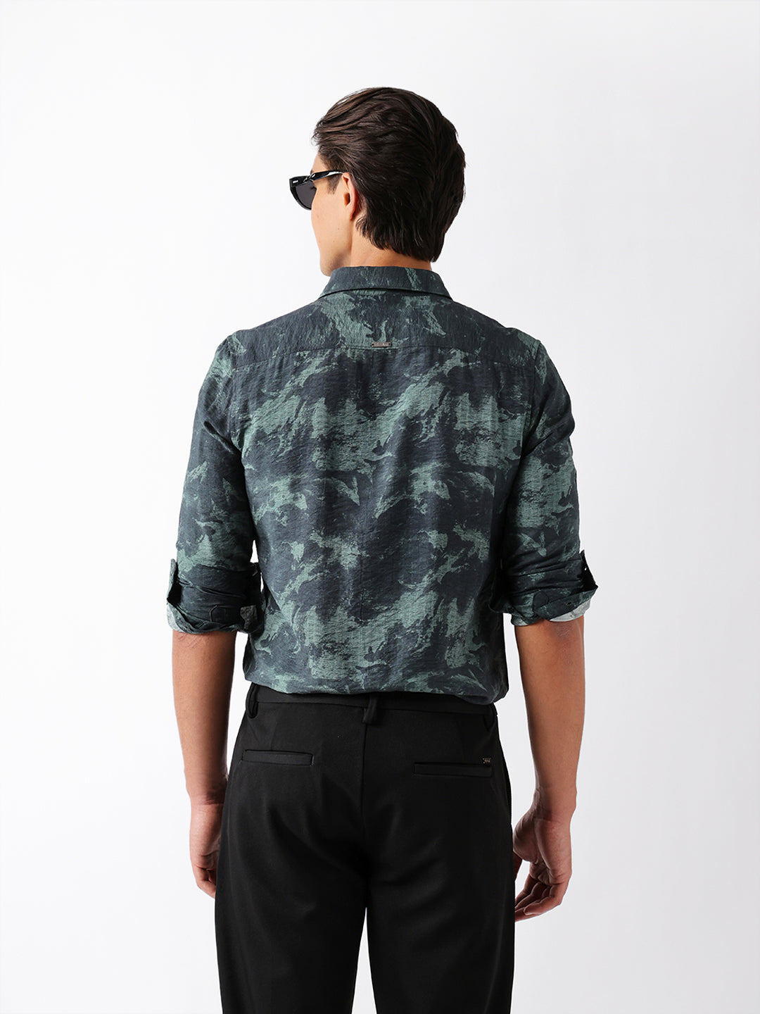 sage green slim fit abstract brush print casual shirt sage green slim fit abstract brush print casual shirt