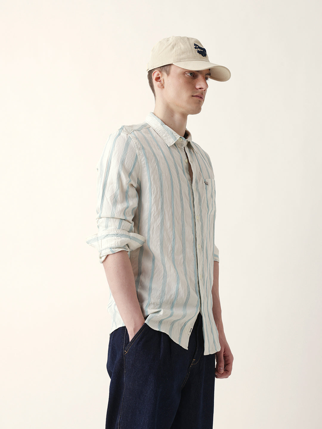 teal & cream seersucker vertical pinstripe slim fit casual shirt teal & cream seersucker vertical pinstripe slim fit casual shirt