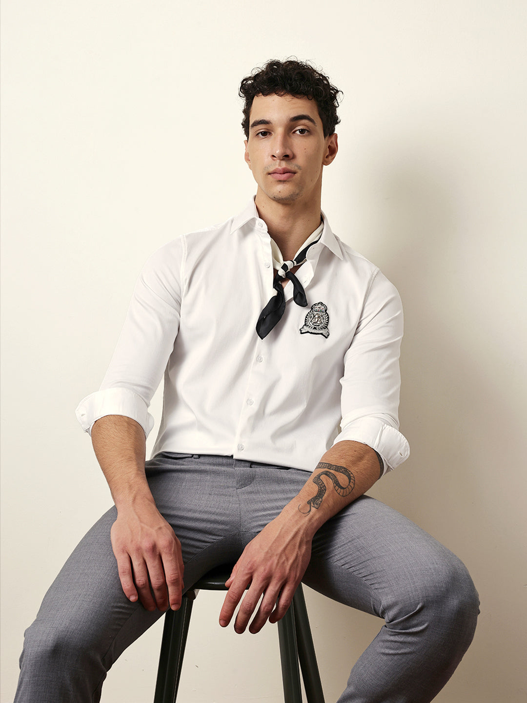 white tailored fit regal crest embroidery formal party shirt white tailored fit regal crest embroidery formal party shirt