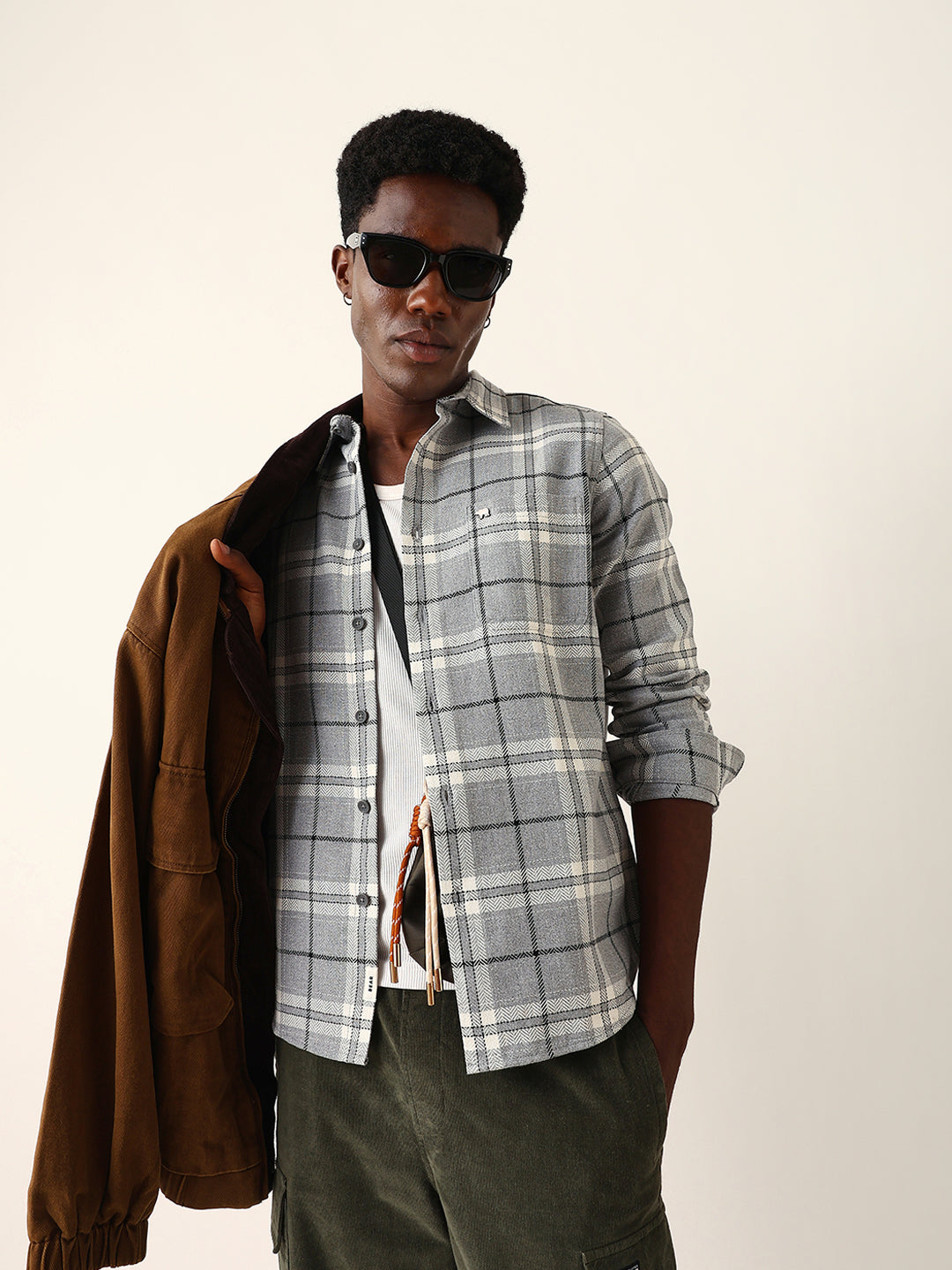 grey herringbone flannel checked regular fit casual shirt grey herringbone flannel checked regular fit casual shirt