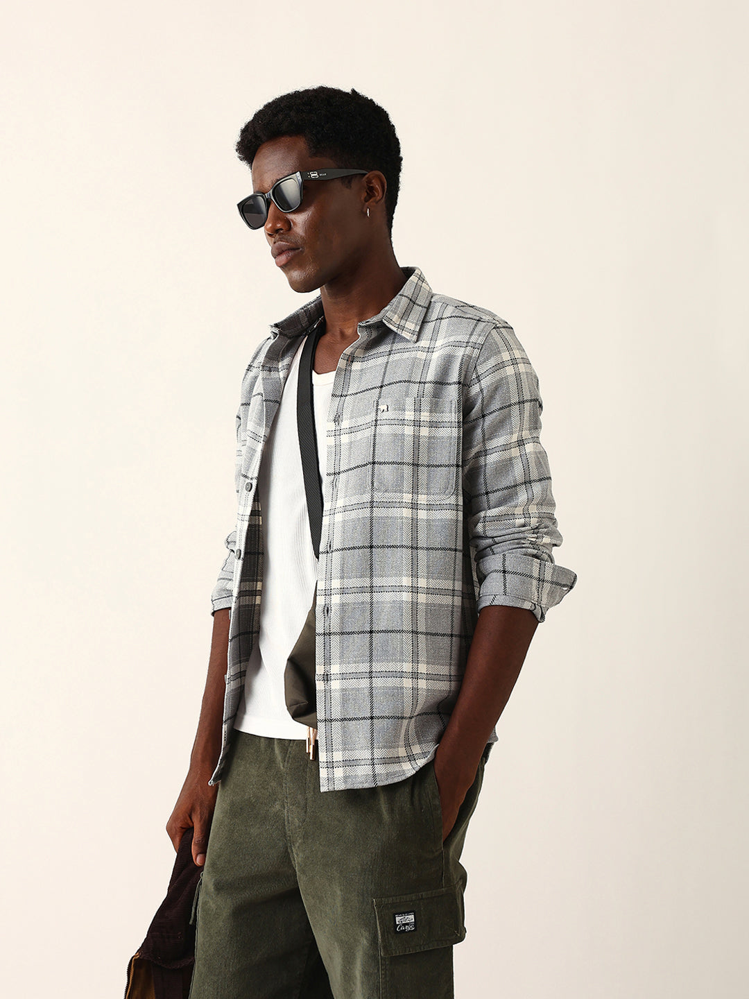 grey herringbone flannel checked regular fit casual shirt grey herringbone flannel checked regular fit casual shirt