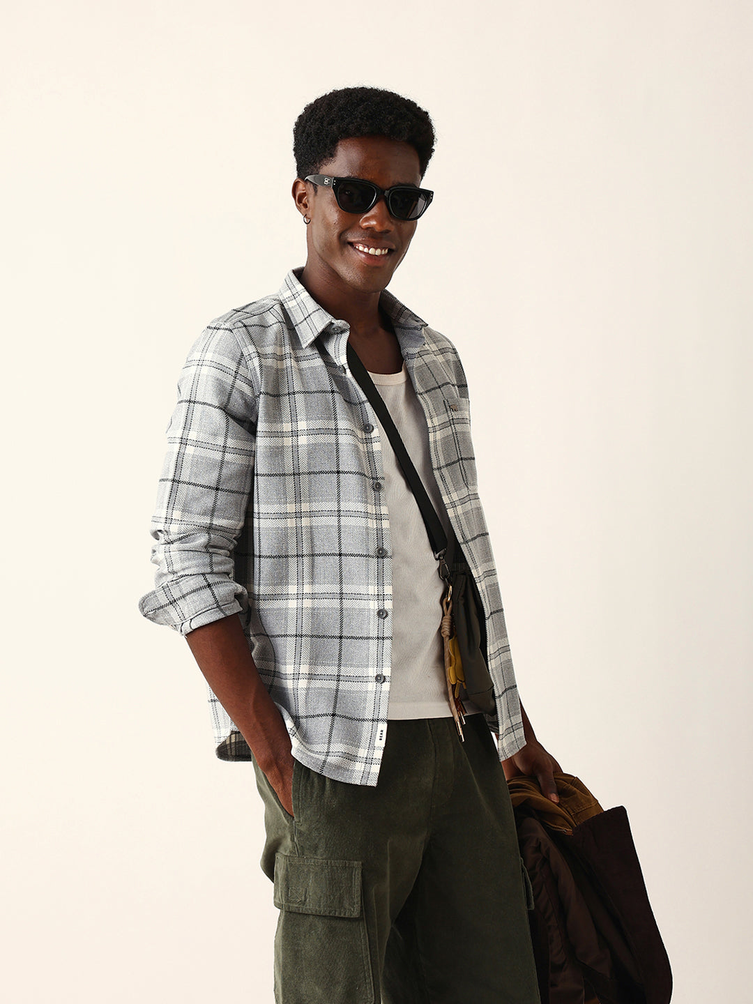 grey herringbone flannel checked regular fit casual shirt grey herringbone flannel checked regular fit casual shirt