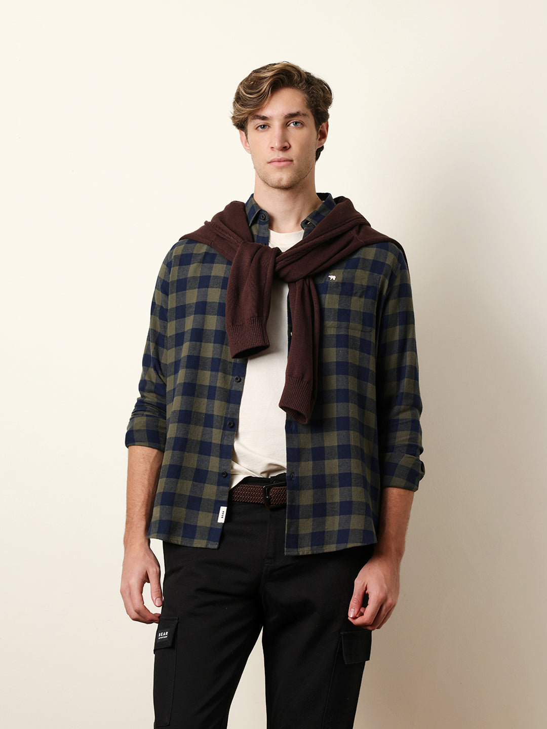 olive & navy blue buffalo check flannel slim fit casual shirt olive & navy blue buffalo check flannel slim fit casual shirt