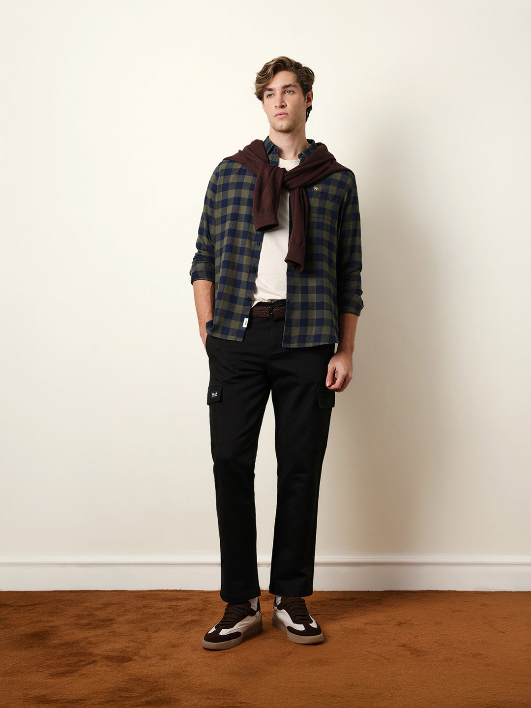 olive & navy blue buffalo check flannel slim fit casual shirt olive & navy blue buffalo check flannel slim fit casual shirt
