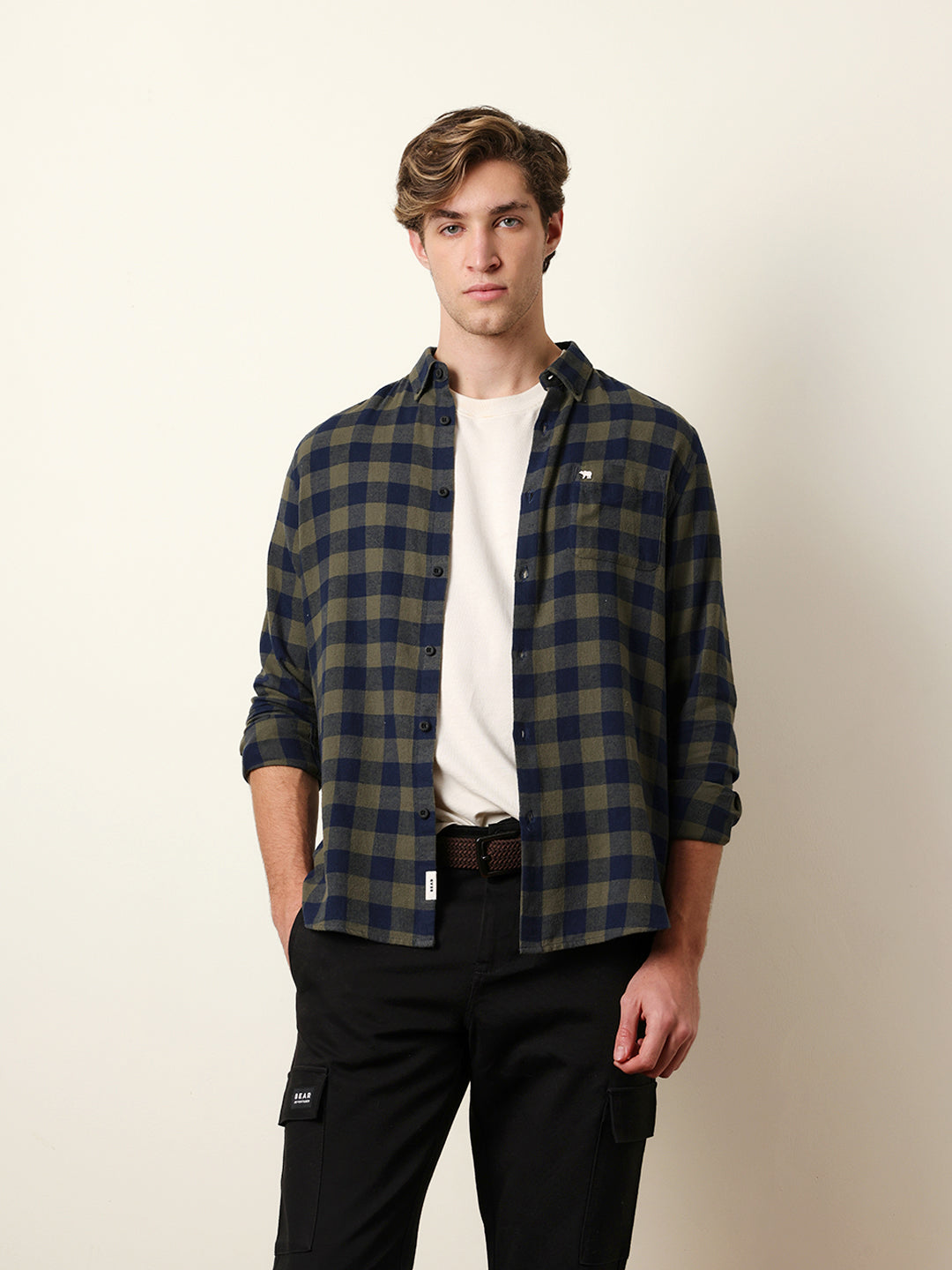 olive & navy blue buffalo check flannel slim fit casual shirt olive & navy blue buffalo check flannel slim fit casual shirt