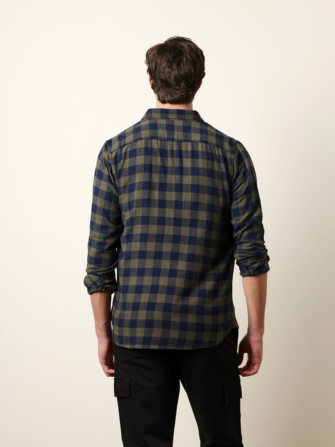olive & navy blue buffalo check flannel slim fit casual shirt olive & navy blue buffalo check flannel slim fit casual shirt