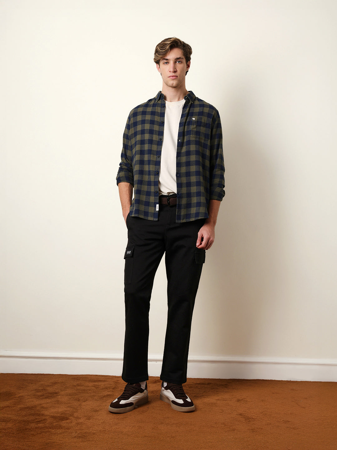olive & navy blue buffalo check flannel slim fit casual shirt olive & navy blue buffalo check flannel slim fit casual shirt
