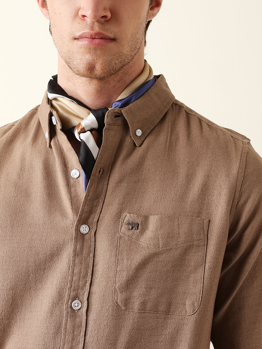 beige solid slim fit cotton casual shirt beige solid slim fit cotton casual shirt