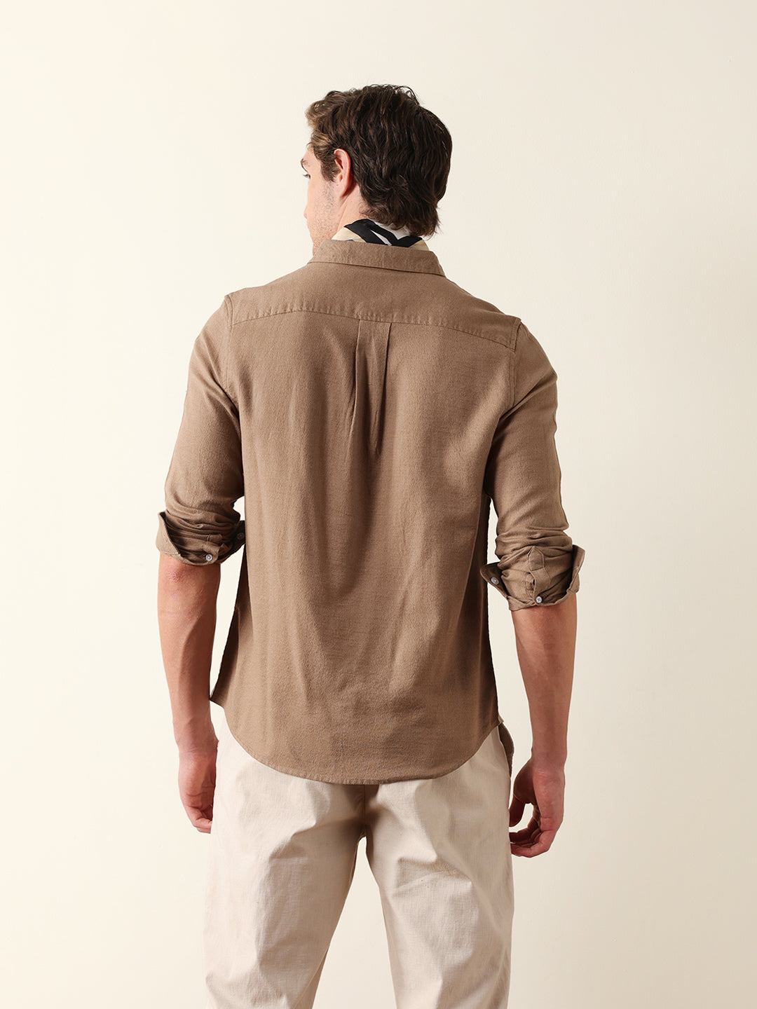 beige solid slim fit cotton casual shirt beige solid slim fit cotton casual shirt