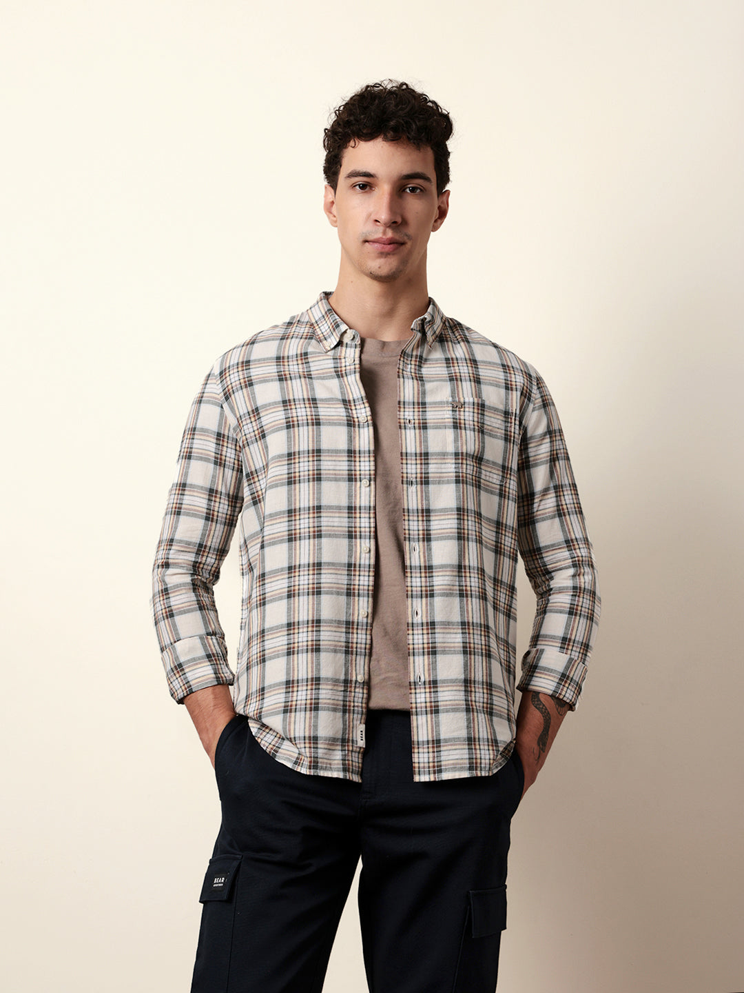 multicolor woven tartan checked slim fit casual shirt multicolor woven tartan checked slim fit casual shirt
