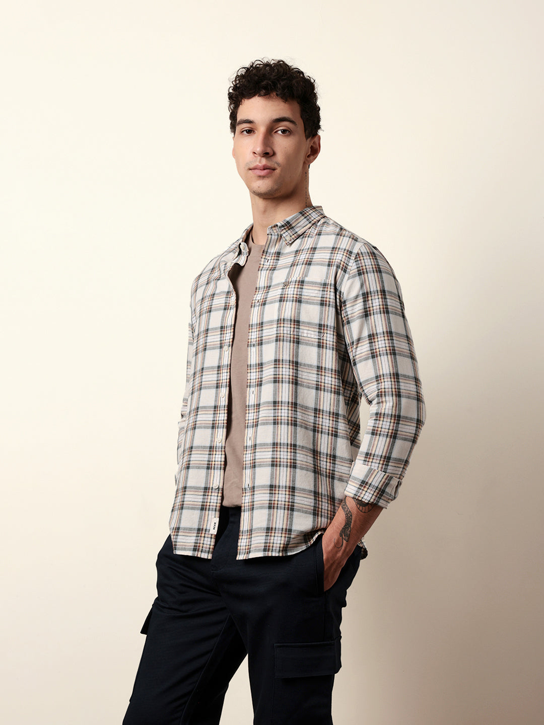 multicolor woven tartan checked slim fit casual shirt multicolor woven tartan checked slim fit casual shirt