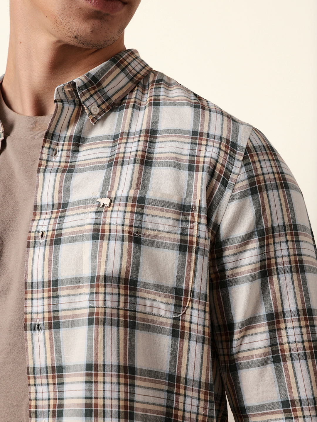 multicolor woven tartan checked slim fit casual shirt multicolor woven tartan checked slim fit casual shirt