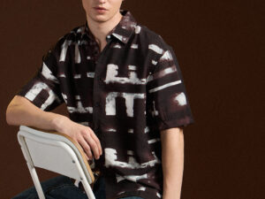 black digital print relax fit casual shirt
