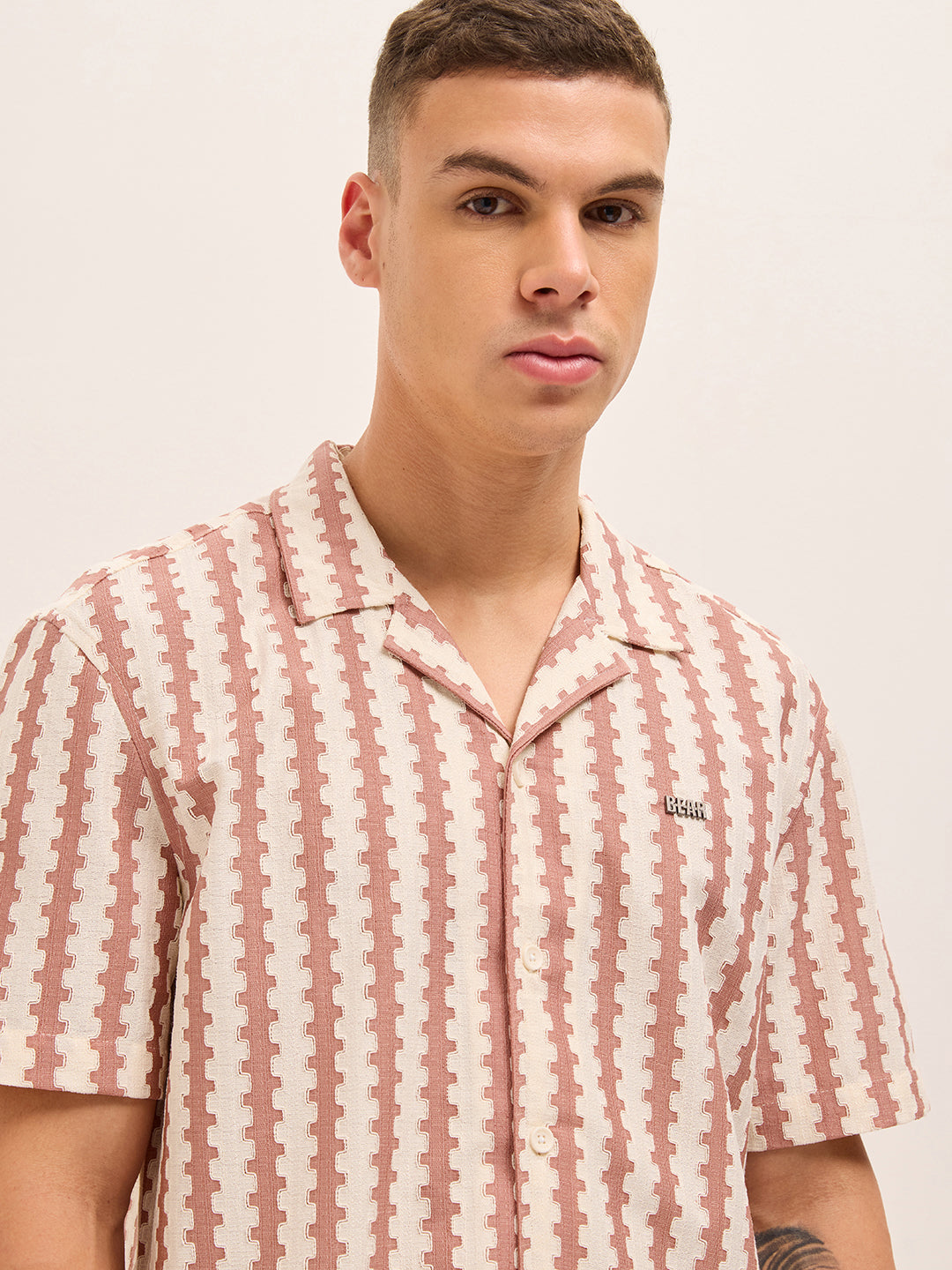 pink geometrical woven self design relaxed fit casual shirt pink geometrical woven self design relaxed fit casual shirt