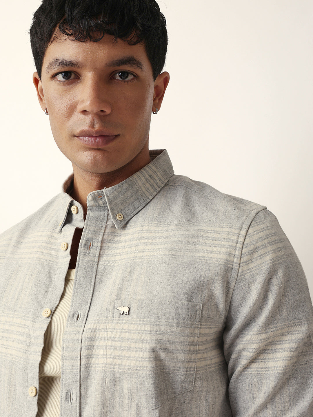 grey checked woven slim fit casual shirt grey checked woven slim fit casual shirt