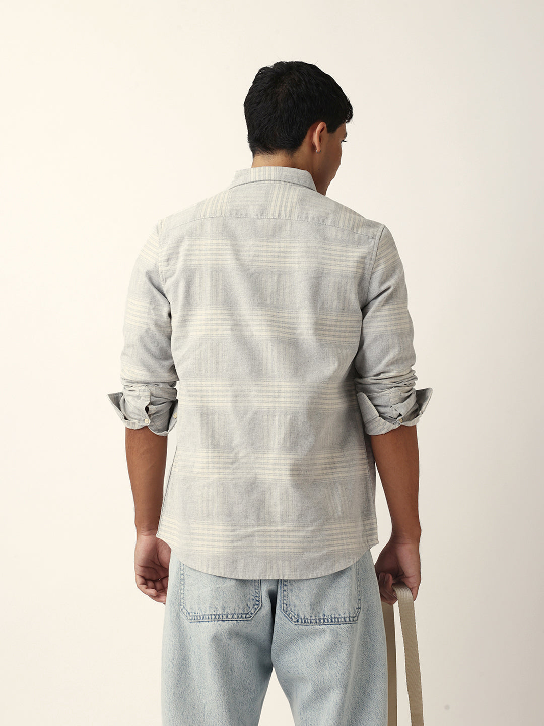 grey checked woven slim fit casual shirt grey checked woven slim fit casual shirt